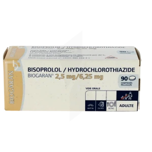 Bisoprolol/hydrochlorothiazide Biogaran 2,5 Mg/6,25 Mg, Comprimé Pelliculé