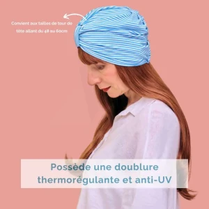 Les Franjynes Bonnet Assalit Rayé Bleu Ciel Et Blanc