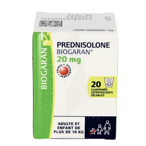 Prednisolone Biogaran 20 Mg, Comprimé Effervescent Sécable