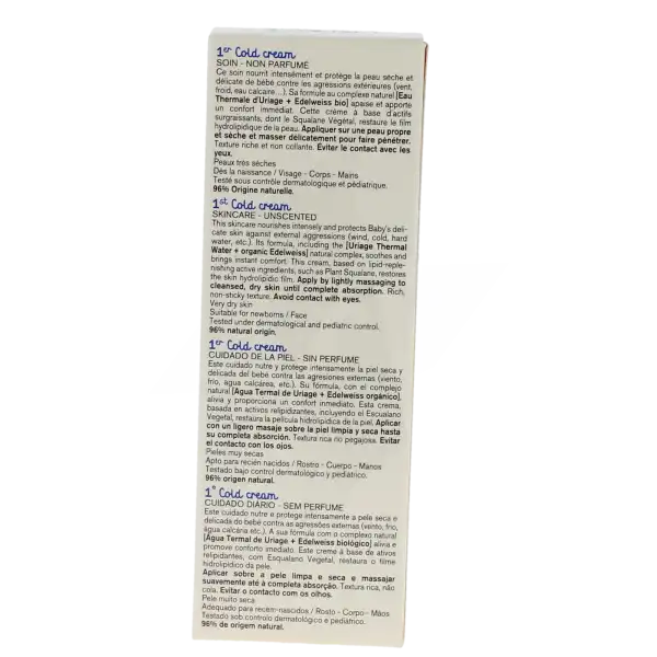 Uriage Bébé 1er Cold Cream Crème Protectrice Tube De 75 Ml