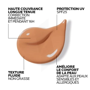 La Roche Posay Toleriane Fluide Correcteur Haute Couvrance 16h Haute Correction Spf25 Teinte N°10,5 Tube/30ml