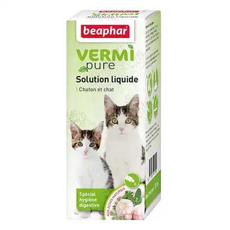 Beaphar Vermipure Solution Liquide Spécial Hygiène Digestive Pour Chats Et Chatons 50ml