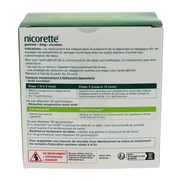 Nicorette Fruits 2 Mg Sans Sucre, Gomme à Mâcher Médicamenteuse édulcorée Au Xylitol Et à L'acésulfame Potassique