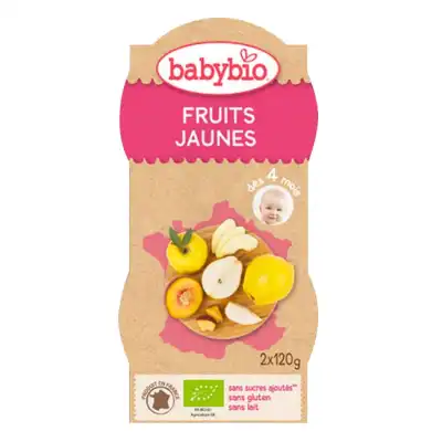 Babybio Aliment Infant Fruits Jaunes 2bols/120g à Saint-Vallier
