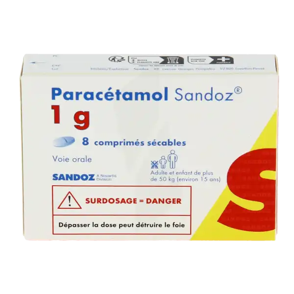 Paracetamol Sandoz 1 G, Comprimé Sécable