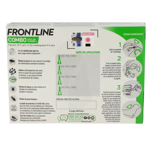 Frontline Combo 268,00 Mg / 241,20 Mg Solution Pour Spot-on Pour Chien L, Solution Pour Spot-on