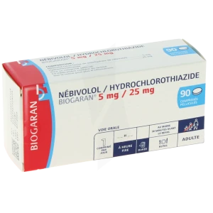 Nebivolol/hydrochlorothiazide Biogaran 5 Mg/ 25 Mg, Comprimé Pelliculé