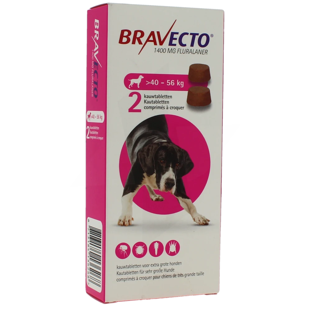 Bravecto 1400 Mg Comprimes A Croquer Pour Chiens De Tres Grande Taille (>40-56 Kg), Comprimé à Croquer