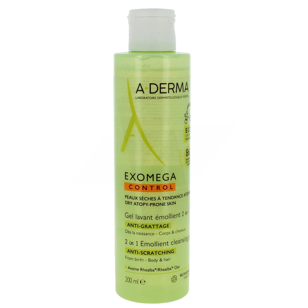 Aderma Exomega Control Gel Lavant Emollient Corps Et Cheveux 200ml