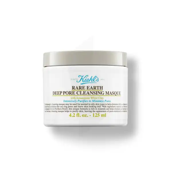 Kiehl’s Rare Earth Deep Pore Cleansing Mask Masque Purifiant Et Désincrustant à L’argile Blanche Pot/125ml