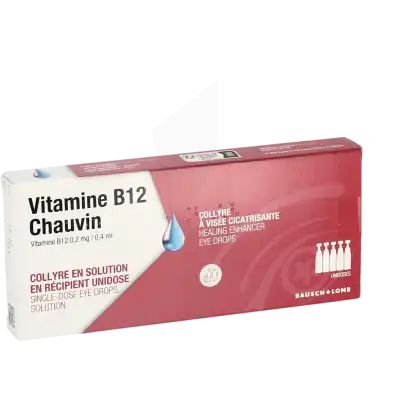 VITAMINE B12 CHAUVIN 0,2 mg/0,4 ml, collyre en solution en récipient unidose
