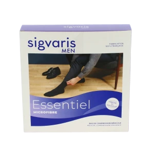 Sigvaris Essentiel Microfibre Bas Auto-fixants  Homme Classe 2 Noir Medium Long