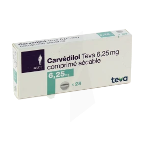 Carvedilol Teva 6,25 Mg, Comprimé Sécable