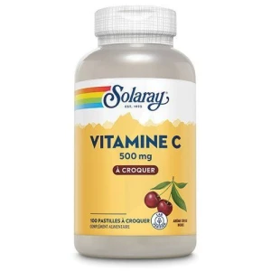 Solaray Vitamine C 500mg Cerise Noire Pastilles à Croquer B/100