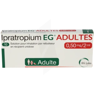Ipratropium Eg 0,50 Mg/2 Ml Adultes, Solution Pour Inhalation Par Nébuliseur En Récipient Unidose