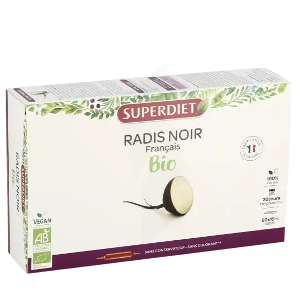 Superdiet Radis Noir Bio Solution Buvable 20 Ampoules/15ml