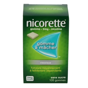 Nicorette 2 Mg Sans Sucre, Gomme à Mâcher Médicamenteuse édulcorée Au Sorbitol