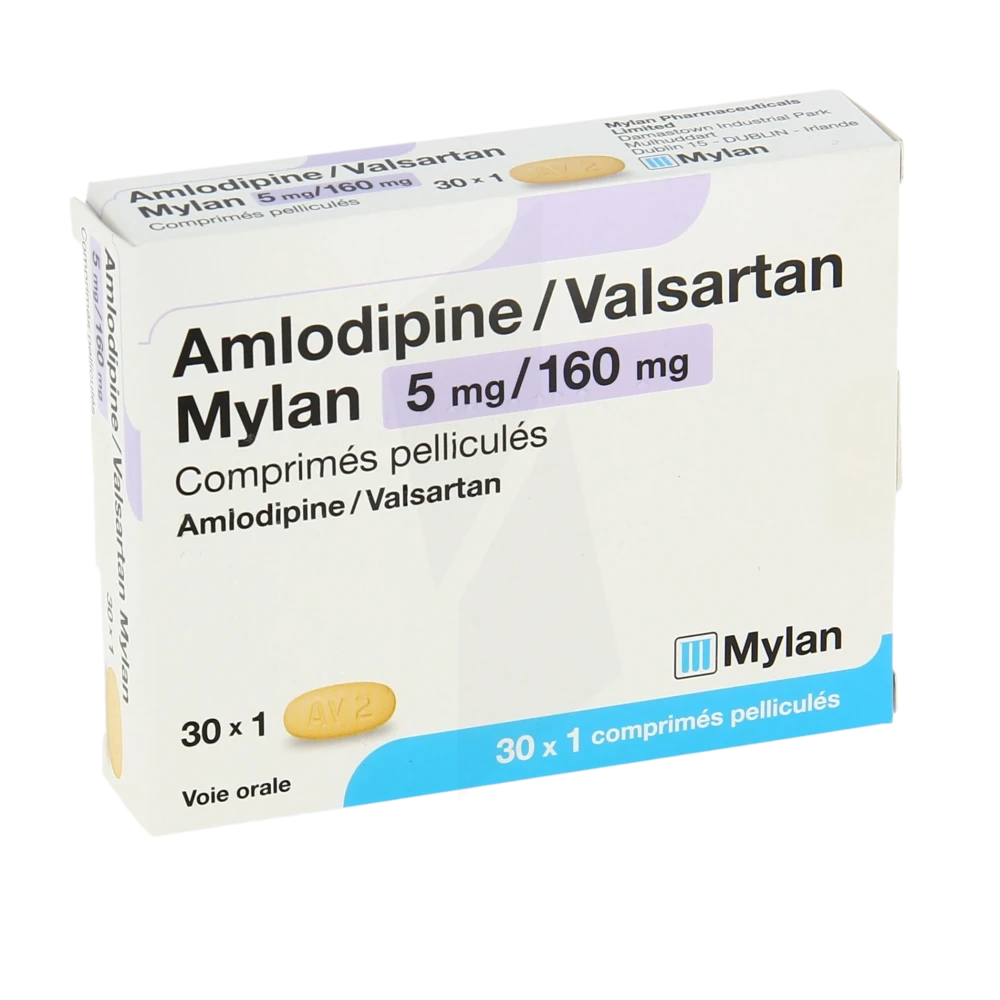 Amlodipine/valsartan Mylan 5 Mg/160 Mg, Comprimé Pelliculé