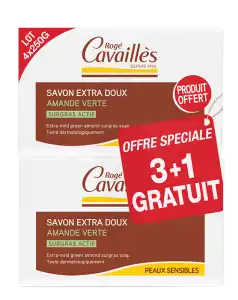 Rogé Cavaillès Savon Surgras Extra Doux Amande Verte 3x250g + 1 Offert à Bernay
