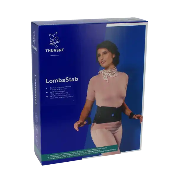 Thuasne Lombastab Ceinture Lombaire Maintien Noir Bleu H26cm T2