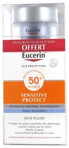 Eucerin Sun Sensitive Protect Spf50+ Fluide Visage Fl/50ml+mini Hf Nuit Offert