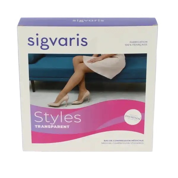 Sigvaris Styles Transparent Bas Auto-fixants  Femme Classe 2 Noir Medium Normal