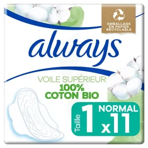 Always Bio Cotton Protection Serviette Périodique Normal Plus Paq/11