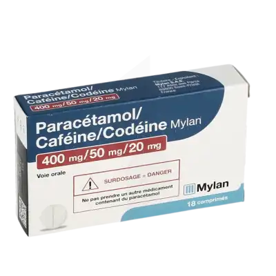 PARACETAMOL/CAFEINE/CODEINE VIATRIS 400 mg/50 mg/20 mg, comprimé