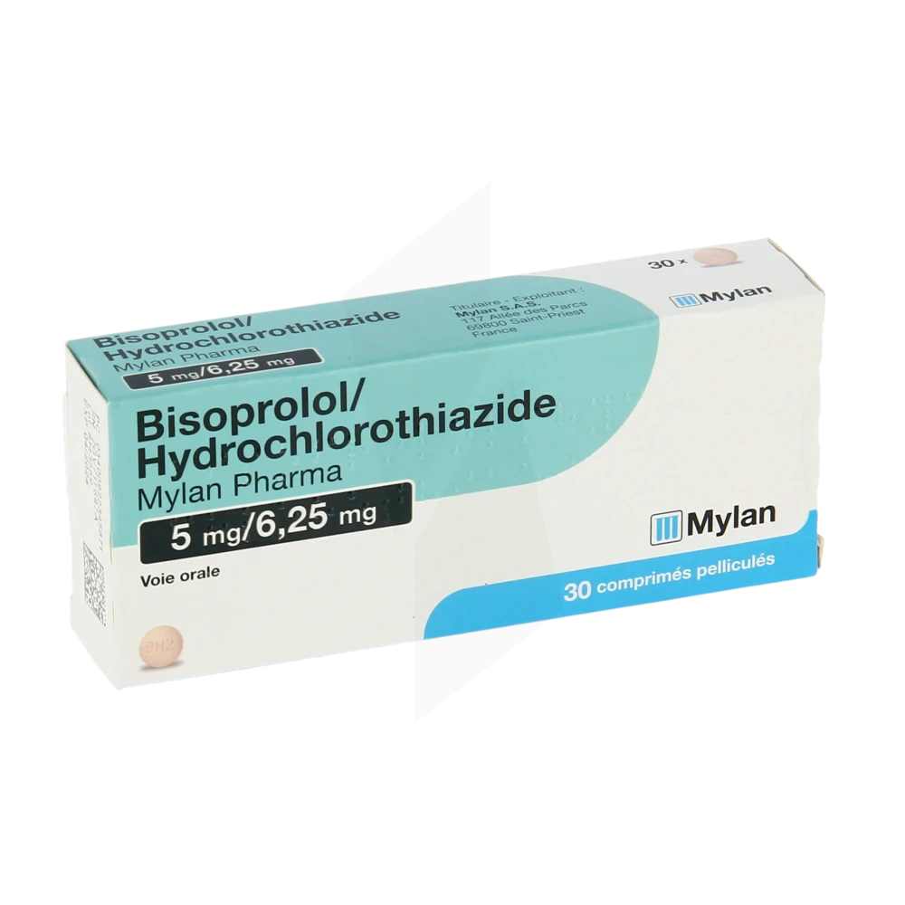 Bisoprolol/hydrochlorothiazide Viatris 5 Mg/6,25 Mg, Comprimé Pelliculé