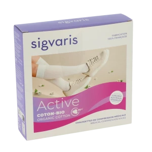 Sigvaris Active Coton Bio 55% Chaussette Classe 2 Femme Noir Long M