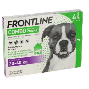 Frontline Combo 268,00 Mg / 241,20 Mg Solution Pour Spot-on Pour Chien L, Solution Pour Spot-on