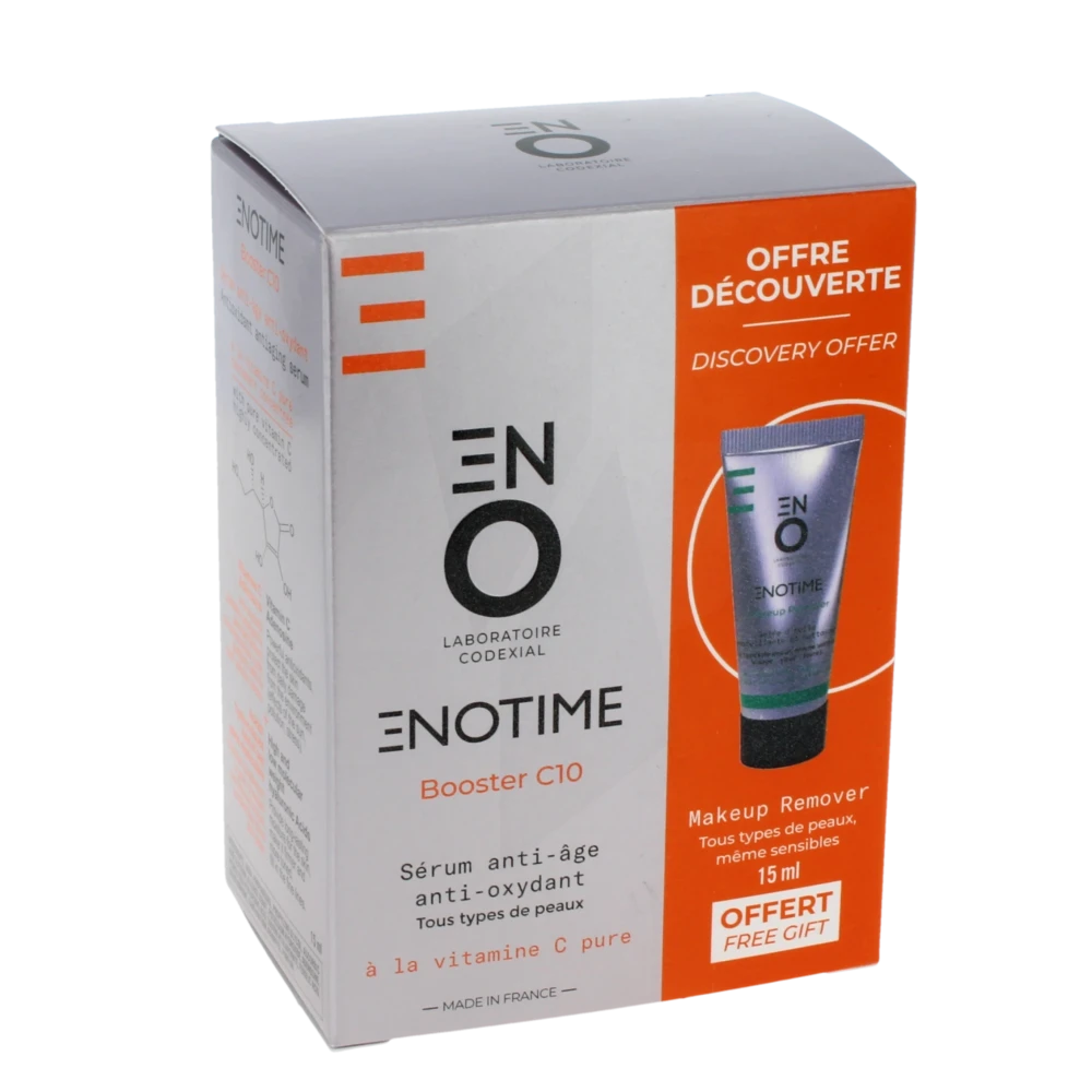 Enotime Sérum Booster C10 Anti-oxydant Fl Pompe Airless/15ml+makeup Remover
