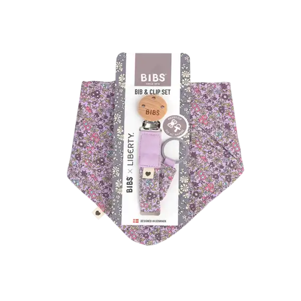 Bib & Clip Set Chamomile Lawn Violet Sky