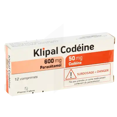 PARACETAMOL/CODEINE PIERRE FABRE 600 mg/50 mg, comprimé