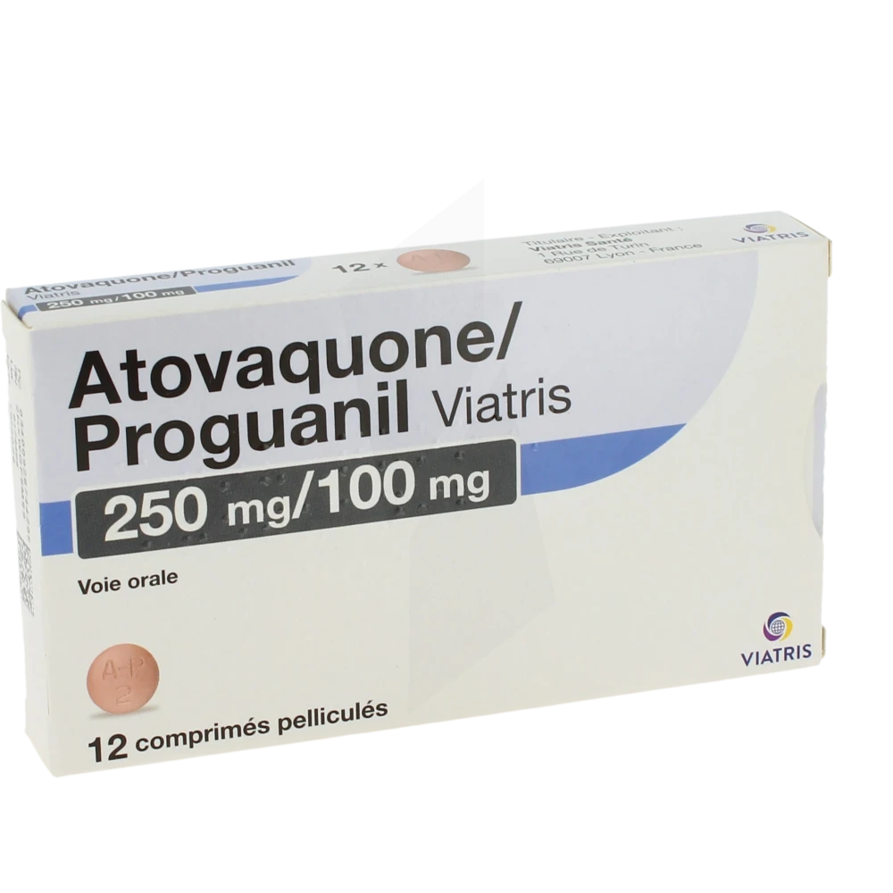 Atovaquone/proguanil Viatris 250 Mg/100 Mg, Comprimé Pelliculé
