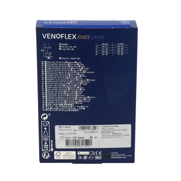 Venoflex Fast 2 Chaussette Laine Femme Torsades Anthracite Taille 3n