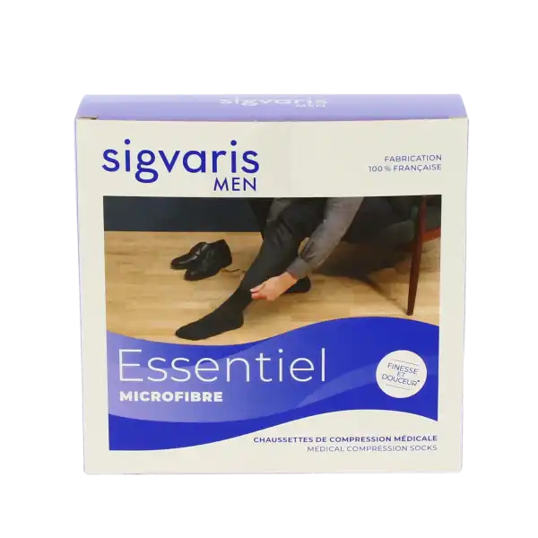 Sigvaris Essentiel Microfibre Chaussettes  Homme Classe 2 Noir X Large Normal