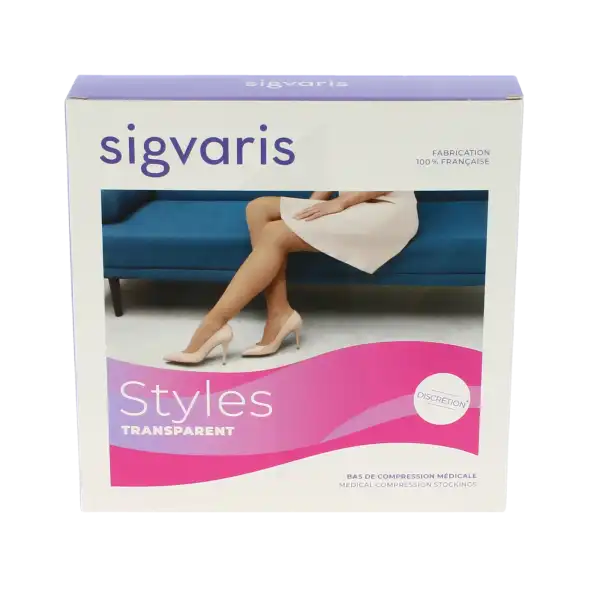 Sigvaris Styles Transparent Bas Auto-fixants  Femme Classe 2 Beige 130 Medium Normal