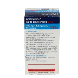 Amoxicilline Acide Clavulanique Arrow 100 Mg/12,5 Mg Par Ml Nourrissons, Poudre Pour Suspension Buvable En Flacon (rapport Amoxicilline/acide Clavulanique : 8/1)