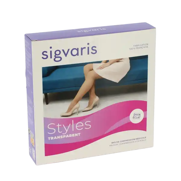 Sigvaris Styles Transparent Bas Auto-fixants Po Femme Classe 2 Beige 120 Small Normal