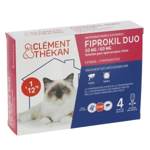 Fiprokil Duo 50mg/60mg Solution Pour Spot-on Chat Moins De 4kg 4 Pipettes/0,5ml
