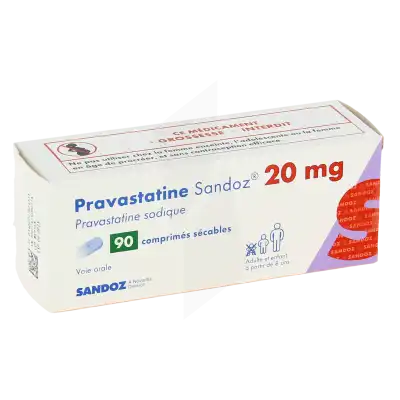 Pravastatine Sandoz 20 Mg, Comprimé Sécable à Chelles