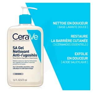 Cerave Sa Anti-rugosités Gel Nettoyant Sa Anti-rugosités Pour Les Peaux Sèches Et Rugueuses Flacon Pompe/473ml