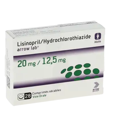 Lisinopril/hydrochlorothiazide Arrow Lab 20 Mg/12,5 Mg, Comprimé Sécable à DIJON
