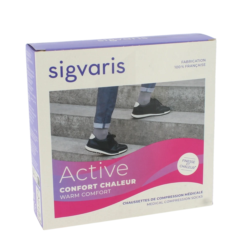 Sigvaris Active Confort Chaleur Chaussettes  Femme Classe 2 Noir Small Long