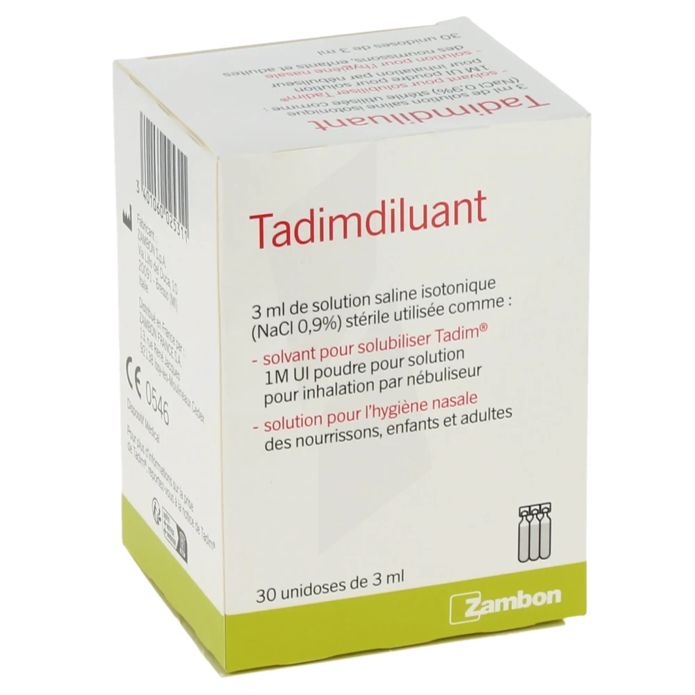 Tadimdiluant Sol Stérile 0,9 % Chlorure De Sodium Isotonique 30unid/3ml