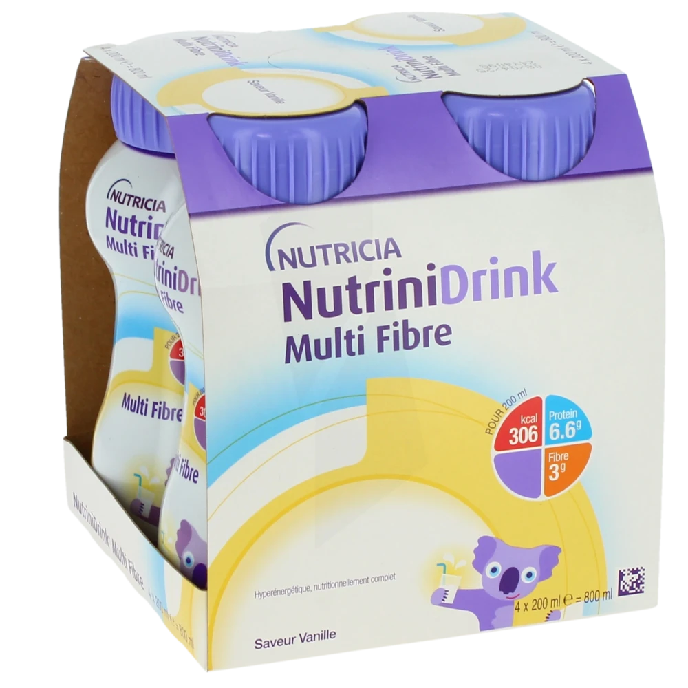 Nutrinidrink Multi Fibre Nutriment Vanille 4bouteilles/200ml