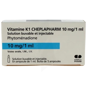 Vitamine K1 Cheplapharm 10 Mg/1 Ml, Solution Buvable Et Injectable