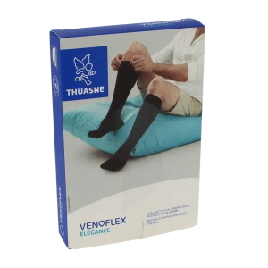 Venoflex Elegance 2 Chaussette Maille Côtelée Homme Noir Taille 3n-