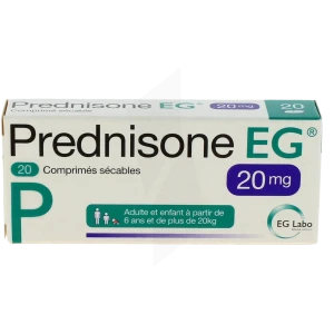 Prednisone Eg 20 Mg, Comprimé Sécable